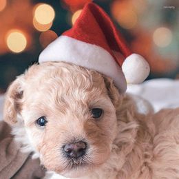 Dog Apparel Winter Dogs Red Santa Claus Christmas Hats Warm Puppy Hat With Ball Plush Cloth Cute Kawaii Headwear For Xmas