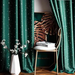 Curtain Ink Green With Sliver Shiny Stars Curtains For Kids Boy Girl Bedroom Purple Romantic Star Heat InsulationDrapes Living Room