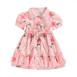 Girl Dresses Girls Casual 2023 Summer Kids Baby Flowers Print Costumes Floral Party Birthday Princess Vestidos 0-4T