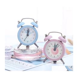 Other Clocks Accessories Mini Small Mute Bedside Retro Sn Travel Round Metal Desk Alarm With Battery For Children Students Adt1 Dr Dhnbs