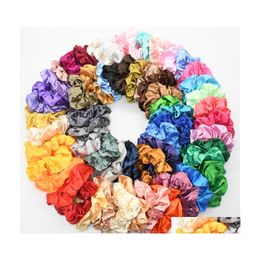 Hair Accessories Women Silk Scrunchie Elastic Handmade Mticolor Band Ponytail Holder Headband Epacket 70 Colours 414 K2 Drop Delivery Dhvjy