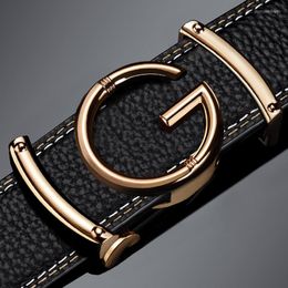 Belts Leisure Luxury Men High Quality Genuine Leather Fashion G Buckle Belt Brand Cowskin Casual Balck Waist Strap