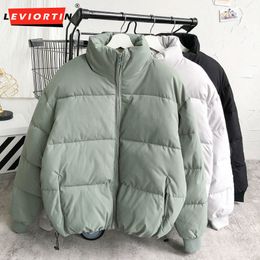Men's Jackets Hip Hop Men Loose Bread Padded Jacket Winter Streetwear Korean Stand Collar Warm Thick Puffer Casual Parka Coat For Man 230106
