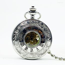 Pocket Watches Antique Fashion Roman Numeral Display Mechanical Watch FOB Chain Clock Necklace Pendant Gifts For Men Women Friends