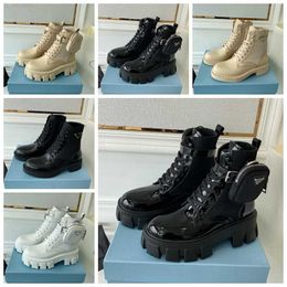 2023 Designers Rois Boots Military Inspired Combat Boot Men Women Womens Black Leather Mid-length Ankle Martin Nylon Boots Attached To With