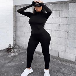 Women's Jumpsuits Rompers Autumn Women Sexy Winter Jumpsuit Streetwear Long Sleeve Bodycon Solid Sport Fitness Overalls For Women