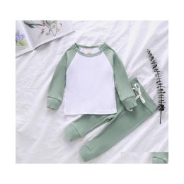 Clothing Sets Baby Outfits Two Piecework Spring Infant Toddler Children Kids Boys Girls Long Sleeve O Neck Top Cotton 1763 Drop Deli Dh0Zg