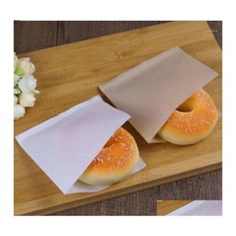 Gift Wrap 100Pcs/Pack 12X12Cm Biscuits Doughnut Paper Bags Oilproof Bread Craft Bakery Packing Kraft Sandwich Donut Bag Drop Deliver Dhvh5