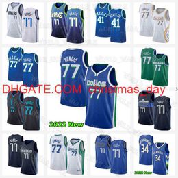Luka Doncic Basketball Jersey 77 Blue 75th Anniversary Dirk Nowitzki Jerseys 41 2022 2023 City Black Men