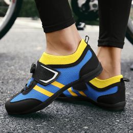 Cycling Footwear Non-locking Shoes Knit Breathable Road Bike Men Sneakers Women Rubber Soles Triathlon MTB Bicycle Racing