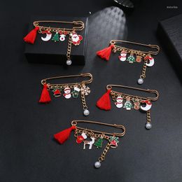 Brooches Fashion Vintage Christmas Enamel Pin Santa Elk Snowman Bells Fringe Brooch Badge Years Jewellery Gifts For Kids Friends