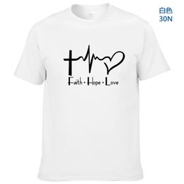Men's T Shirts Men T-Shirt Summer Short Sleeve Faith Hope Love Shirt O-Neck Casual Gentlemen Tee Valentine TopsMen Sleev