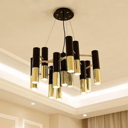 Chandeliers Ike Round Suspension Lamp Led Industrial Iron Vintage Chandelier Bar Coffee Light Restaurant Decor Black And Gold