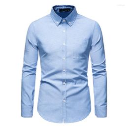 Men's Casual Shirts Mens Slim Fit Long Sleeve Pocket Oxford Shirt Men Hipster Button Down Dress Harajuku Ethnic Style Male XXL