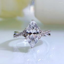 Cluster Rings Luxury Silver 925 Jewellery Wedding 6 12mm Marquise Cut Crystals Diamond Fine For Woman Engagement Anniversary Gifts