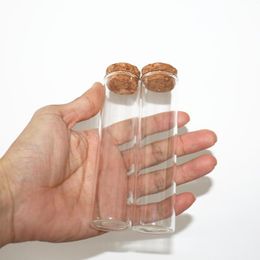 Storage Bottles 24 Pcs/lot 25 30 120mm 60ml Glass Bottle Stopper Long Test Tube Cork Jars Vials DIY Wedding Gift Small Decorative