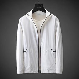 Men's Jackets Spring 2023 Single Layer Solid Color Hoodie Fashion Wrinkle Resistant Silk Slip Thin Jacket Youth Sunscreen