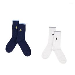 Men's Socks Funny Airplane Embroidery Men Crew For Flight Attendants Pilot Gift Stewardess Plane Dress Business Work Designer