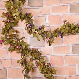 Decorative Flowers Artificial Roses Fake Silk Ivy Vine Simulation With Green Leaves For Home Wedding Decoration Hang