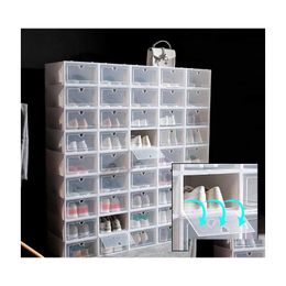 Storage Boxes Bins Thickened Transparent Shoe Box Household Plastic Artefact Simple Mtilayer Cabinet Rack Assembly Japanese Style Dh0Kk