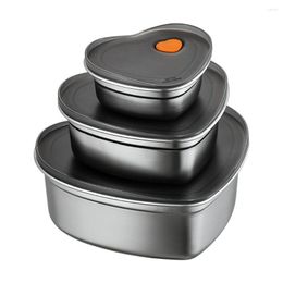 Dinnerware Sets Heart-shaped Lunch Box Bento Sealed Leakproof 304 Stainless Steel Containers With Plastic Lid