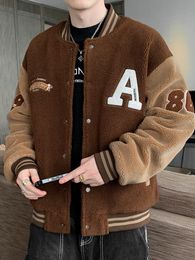 Men s Jackets Winter Thicken Fleece Men Parkas Warm Bomber Jacket Streetwear Fashion Letter Embroidery Thermal Baseball Coat 230106