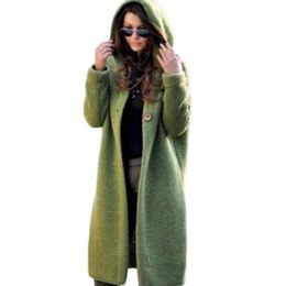 Women's Knits & Tees Fashion Womens Cardigans Baggy Long Coat Tops Ladies Chunky Knitted Sweater Jumper Hood Winter Warm Outwear Jackets