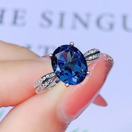 Cluster Rings Fashion Natural Topaz Ring For Women Jewellery Real 925 Silver Oval Gem Certified Birthday Gift Birthstone