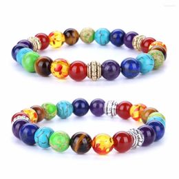 Strand Seven Chakras Yoga Bracelet Tibetan Silver 8mm Natural Stone 10pcs/lot