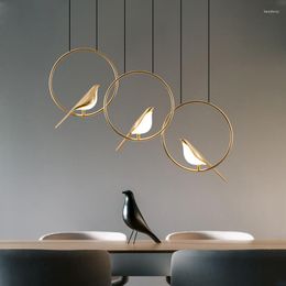 Chandeliers Nordic Magpie Restaurant Chandelier Light Luxury High-end Bar Lamp Golden Art Bedroom Bedside Window Bird