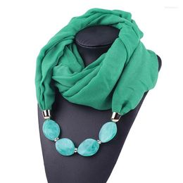 Scarves Solid Colour Jewellery Statement Necklace Pendant Scarf Ladies Bohemia Neckerchief Foulard Femme Accessories Hijab Stores