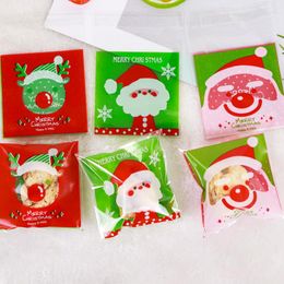 Christmas Decorations 100pcs/lot Cookie Packaging Bags Santa Claus Snowman Wrapping Case Party Wedding Baking Packing Supplies