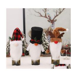 Keepsakes Christmas Party Supplies Cute Hats Elk Hat Faceless Old Man Wine Bottle Er Xmas Gifts Table Home Decor 6 2Mg D3 Drop Deliv Dha3M