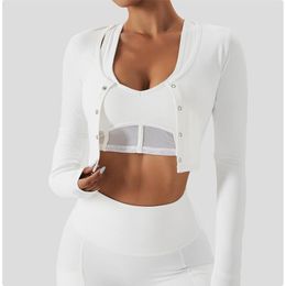 Active Shirts Wyplosz Women Crop Seamless Gym Yoga Fitness Tops Workout Comfortable Quick Drying Gradual Change Outdoor Cardigan Button