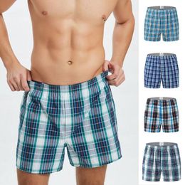 Unterhosen Herren Sommer Shorts Unterwäsche Plaid Boxer Höschen Kurze Hosen Casual UUnderpants Strand Lose Bequeme Homewear