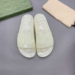 2023 Sheer Slides Designer Luxury Donna Uomo Pantofole Trasparente Jelly Coppia Slipper Sandali estivi Scarpe moda di alta qualità con dimensioni della scatola