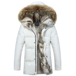 Men s Jackets Drop and Women s Leisure Down Jacket Winter Thick Hood Detached Warm Waterproof Big Raccoon Fur Collar ABZ58 230106