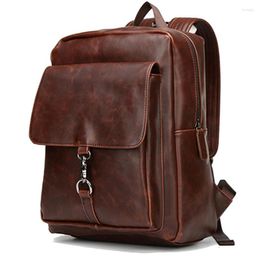 Backpack Women Men Backpacks High Quality Thick Leather Mochila Student School Bags Girls Boys Top-Handle Large Capacity Laptop