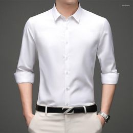 Men's Casual Shirts Men's Long Sleeve Dress Shirt Non Iron Solid Colour Basic Business Social Stretch Summer Fashion Comfortable Formal