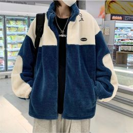 Men's Jackets Autumn Winter Polar Fleece Coat Men Fashion Hip Hop Loose Patchwork Thicken Padded Jacket Casual Streetwear Male Outerwear Coats 230106