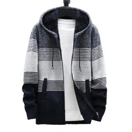 Men's Jackets Winter Sweater Casual Autumn Warm Colour Block Hooded Cardigan For Travel Coat Men