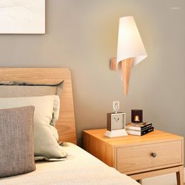 Wall Lamps Modern Simple LED Wood Lamp Bedroom Bedside Japanese Creative Study Living Room Balcony Stair