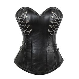 Bustiers & Corsets Gothic Leather For Women Sexy Bustier Lingerie Top Corset Plus Size Overbust Body Shaper And Tightens The Waist