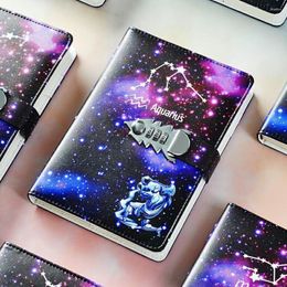 Twelve Constellations Notebook With Lock Diary Journal Office Notepad Line Agenda Planner Magic Note Book Sketchbook Plan DIY