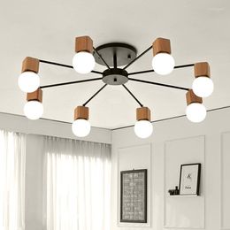 Ceiling Lights Korean Creative Personality Solid Wood Lamp Simple Modern Japanese Style Living Room Dining Bedroom