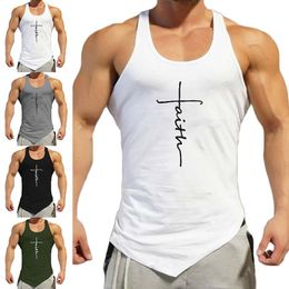 Running Jerseys Gym Tank Top Men Letter Printing Faith Shirt Fitness Clothing Mens Summer Sports Casual Slim Graphic Tees Shirts Vest Tops