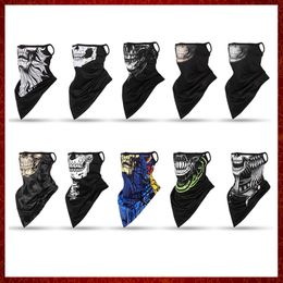 MZZ39 Breathable Ghost Skull Balaclava Motorcycle Summer Motobike Biker Face Mask Cover Neck Gaiter Bandana Ear Hanging Cycling Men