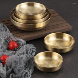 Plates Korean Kimchi Dish Double-walled Dipping Condiment Sauce Snack Golden Cutlery Plate Bulgogi Accessories