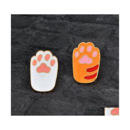 Pins Brooches Dog Paw Enamel Pin Lapel Badge Jewellery Cat Pet Lover Backpack Metal Decoration Bag Button Broach Drop Delivery Dhukt