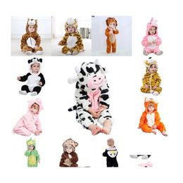 Rompers Born Baby Boy Girls Pyjamas Animal Cartoon Romper Hooded Jumpsuits Lion Monkey Tiger Pig Animals Cosplay Clothes 20220225 Dr Dh0Bw